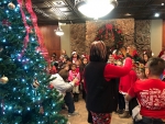 Group of students and teachers in Chillicothe Branch lobby.